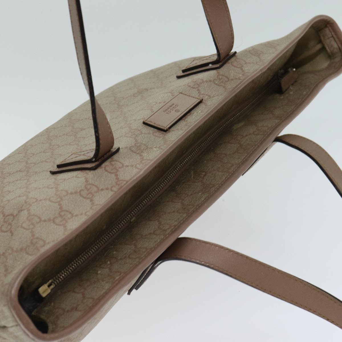 GUCCI GG Supreme Tote Bag PVC Leather Beige 211137 80851