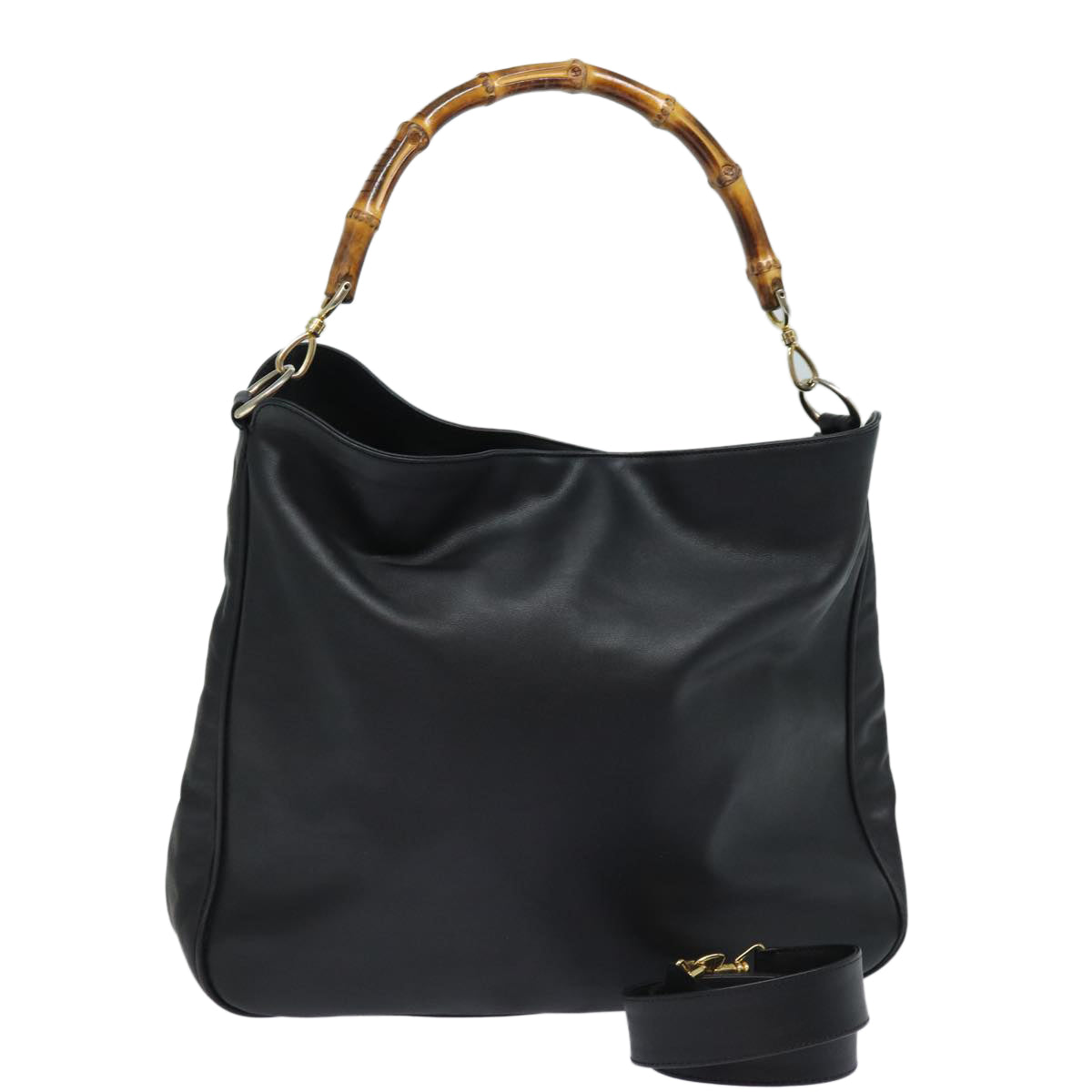 GUCCI Bamboo Shoulder Bag Leather 2way Black 001 1781 80887