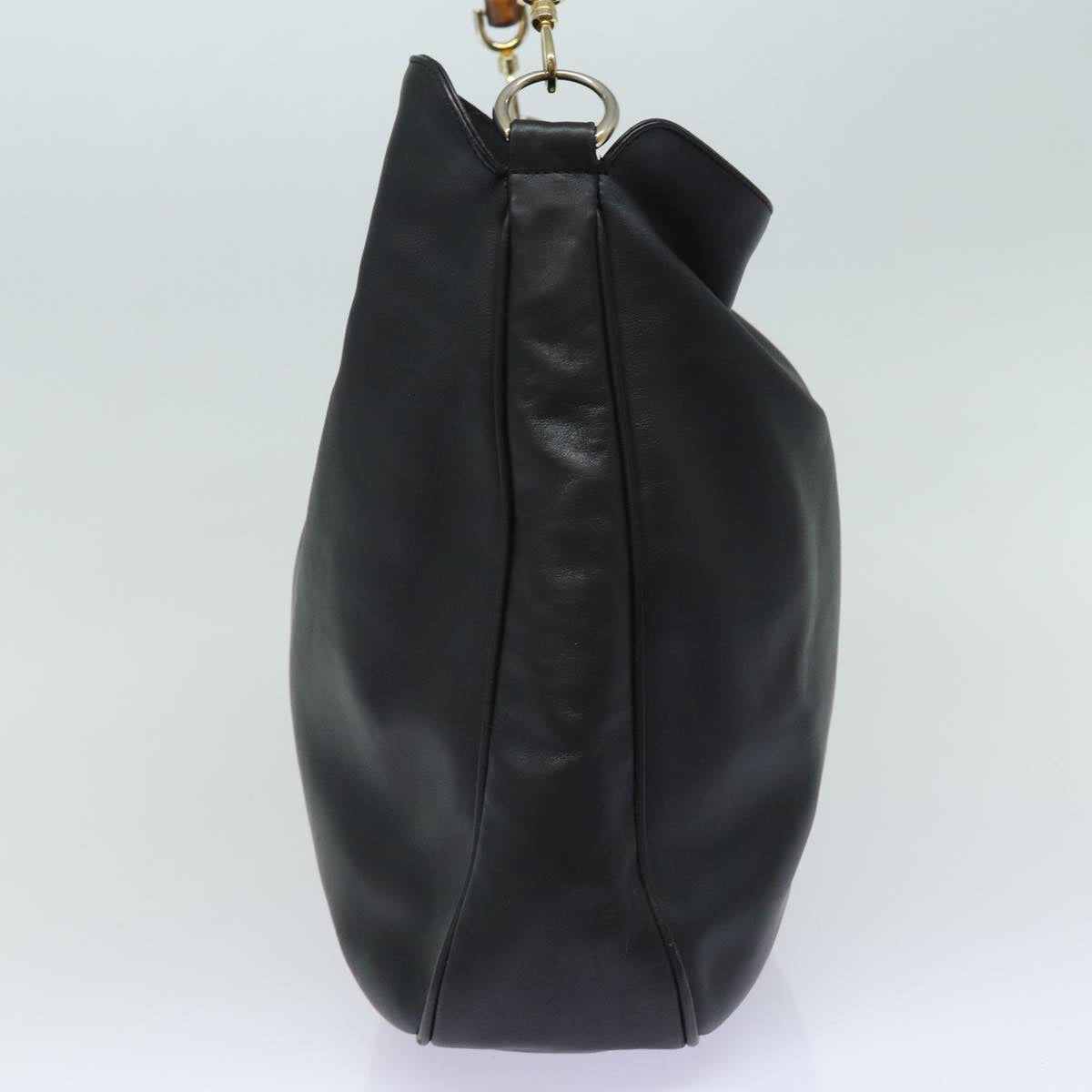GUCCI Bamboo Shoulder Bag Leather 2way Black 001 1781 80887