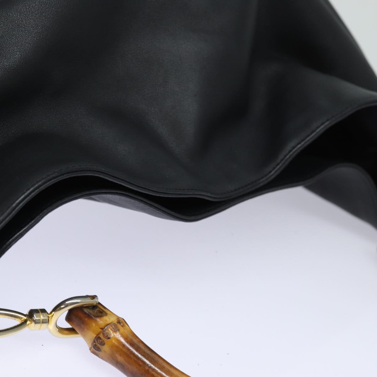 GUCCI Bamboo Shoulder Bag Leather 2way Black 001 1781 80887