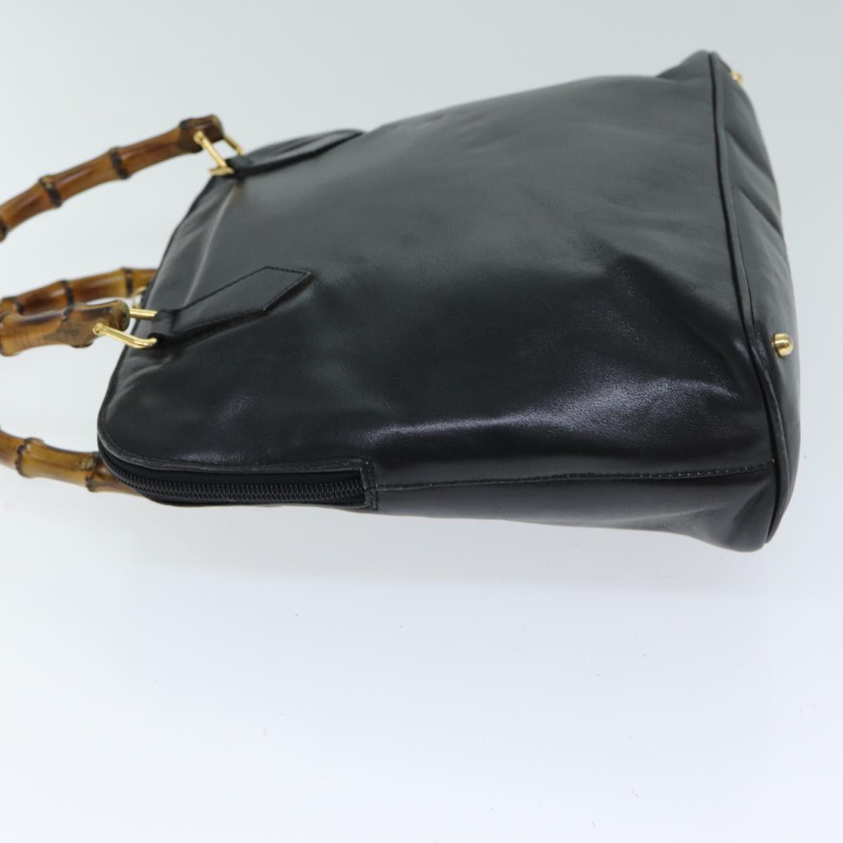 GUCCI Bamboo Hand Bag Leather 2way Black 000 1186 0289 80888