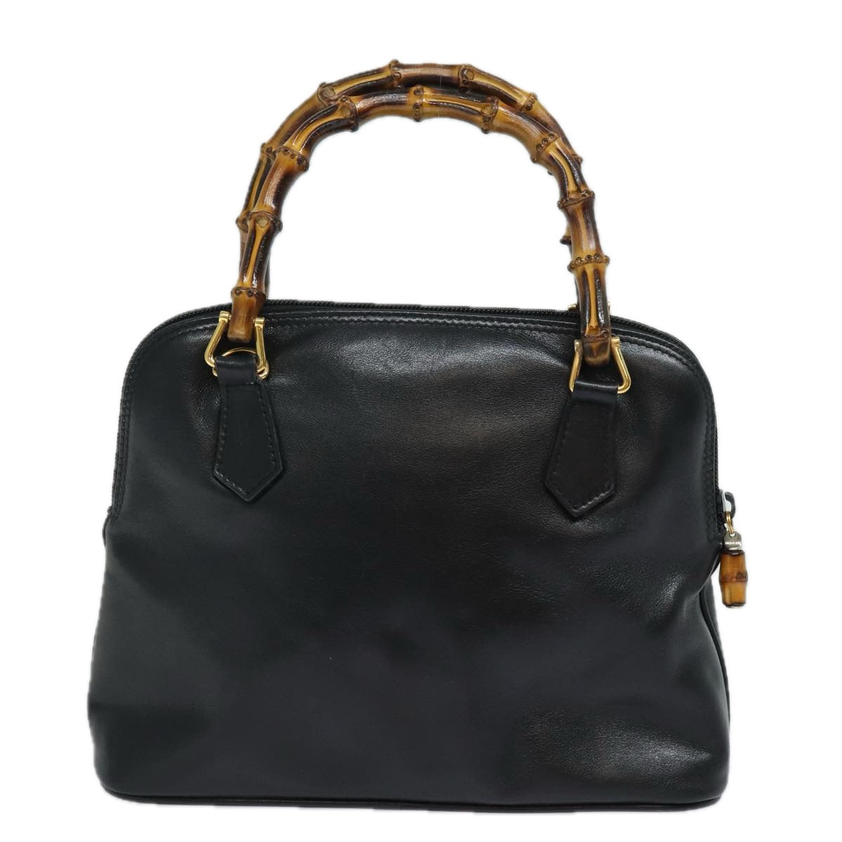 GUCCI Bamboo Hand Bag Leather Black 80943
