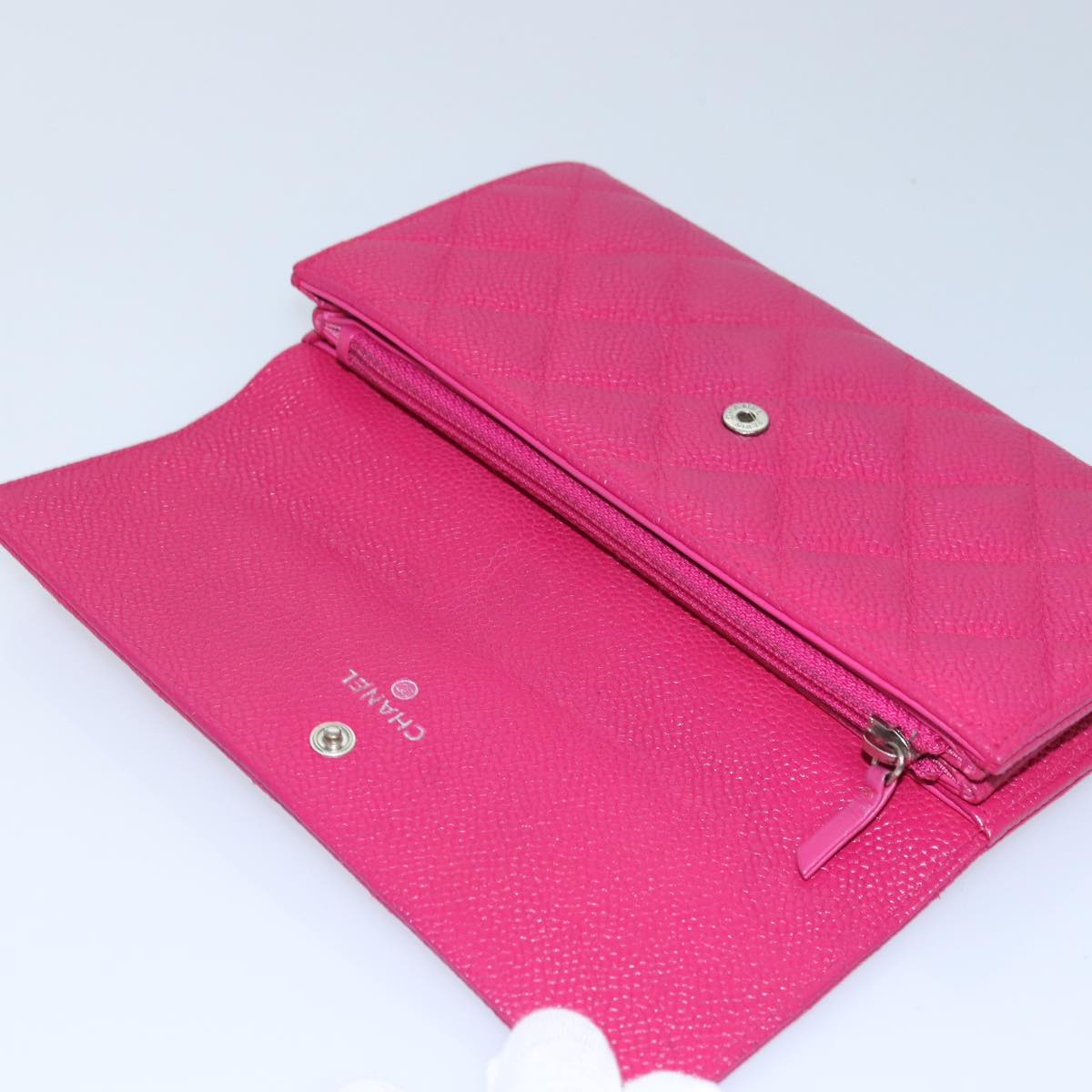 CHANEL Long Wallet Caviar Skin Pink CC 80946