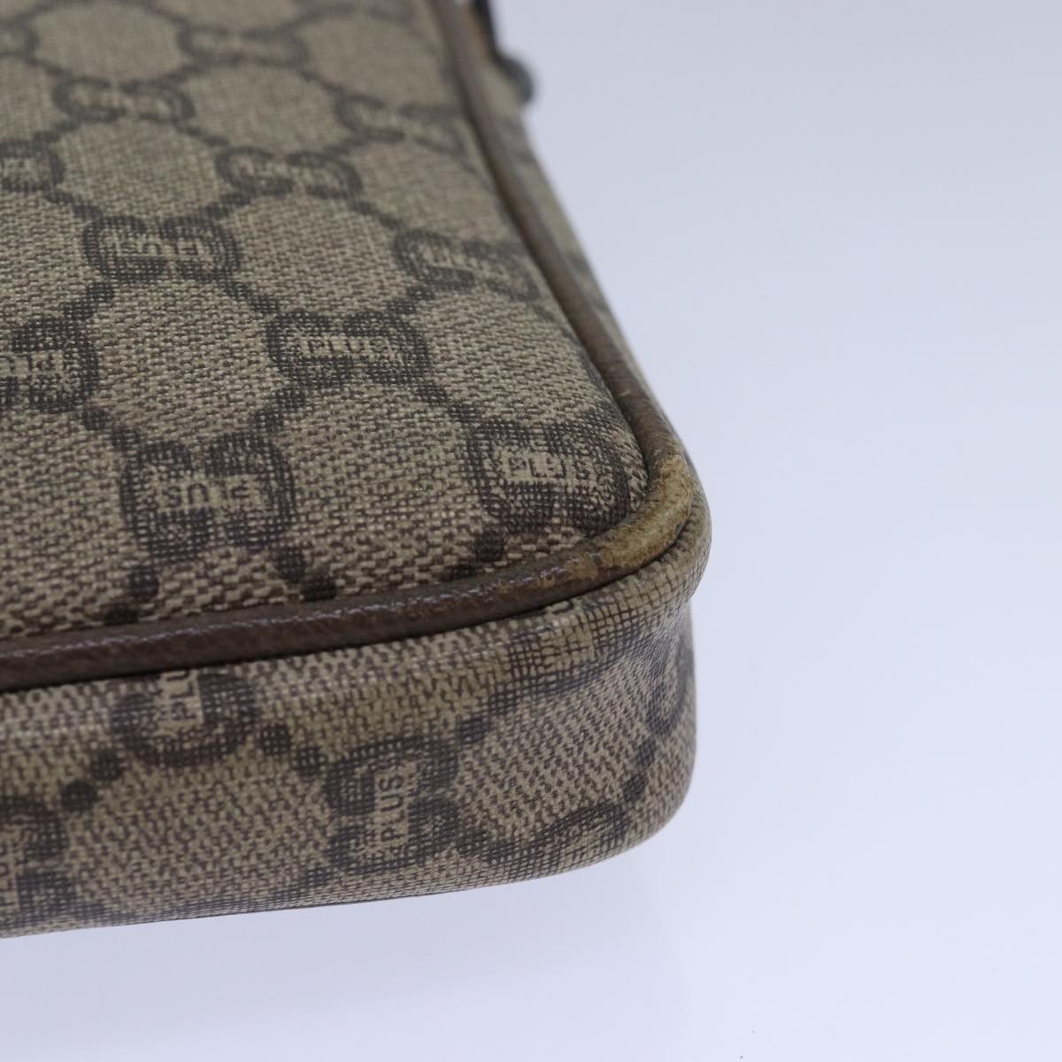 GUCCI GG Plus Supreme Clutch Bag PVC Beige 80949