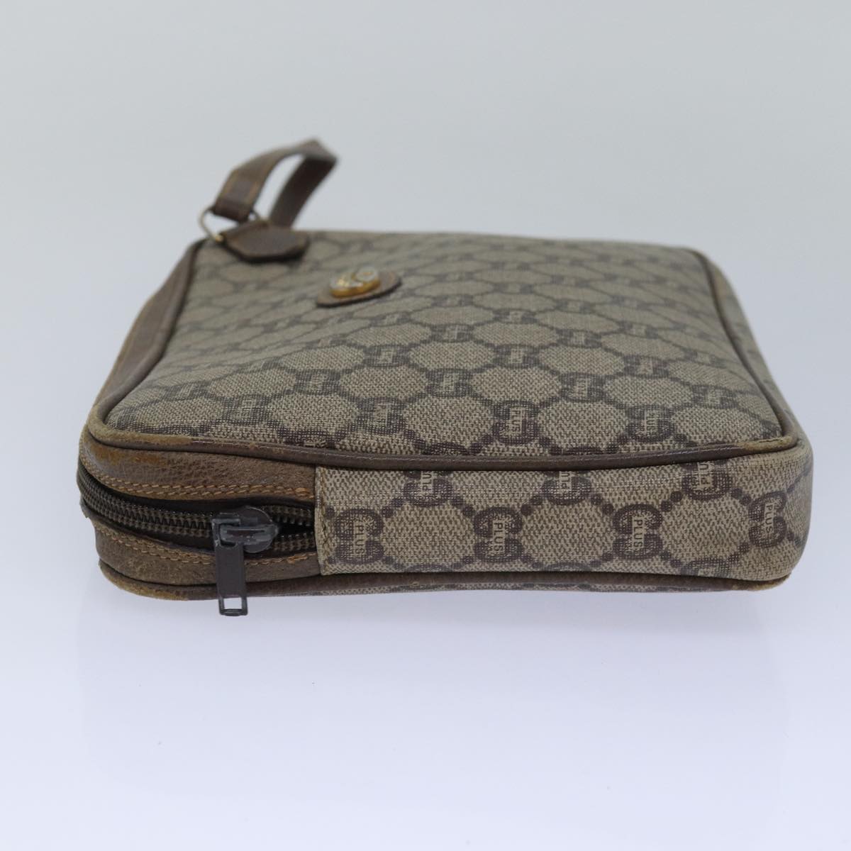 GUCCI GG Plus Supreme Clutch Bag PVC Beige 80949