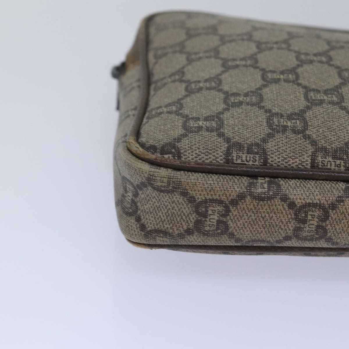 GUCCI GG Plus Supreme Clutch Bag PVC Beige 80949