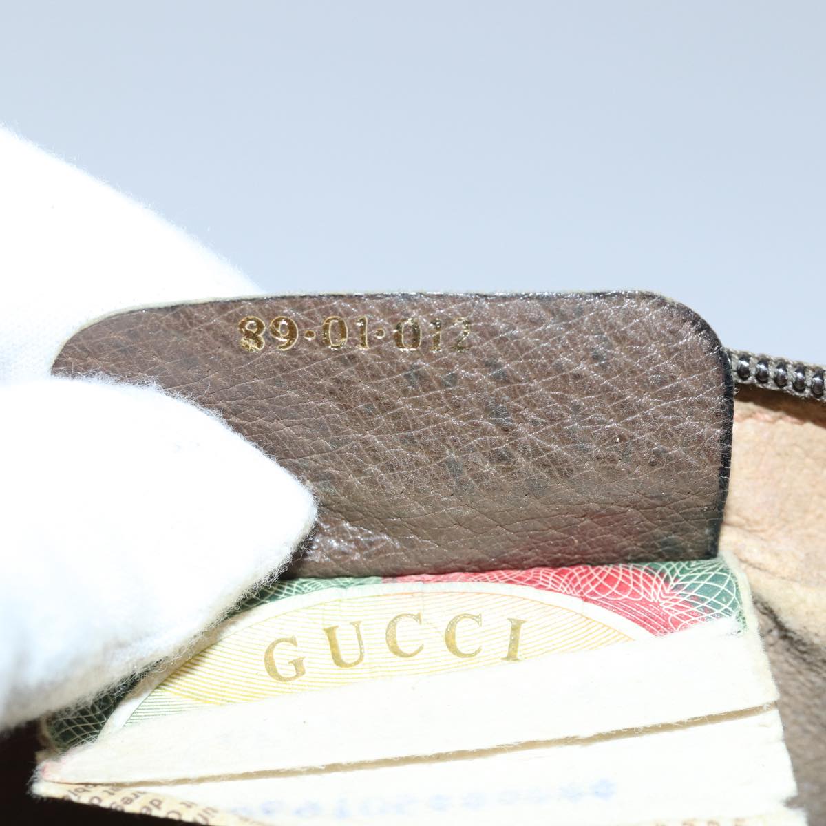 GUCCI GG Supreme Web Sherry Line Clutch Bag PVC Beige Red 89 01 012 80952