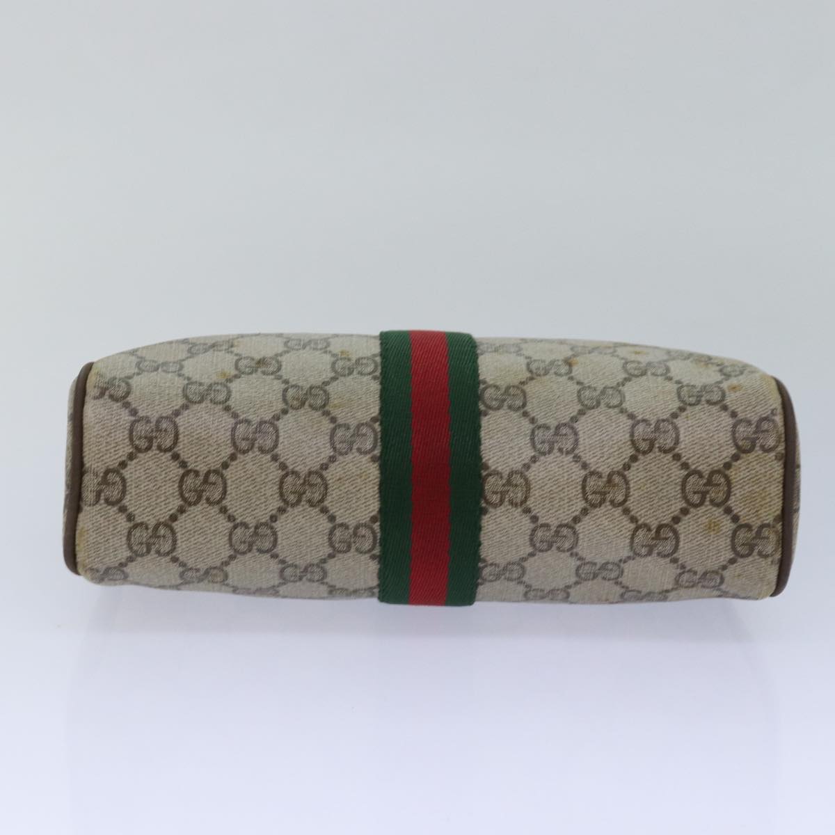 GUCCI GG Supreme Web Sherry Line Clutch Bag PVC Beige Red 89 01 012 80952