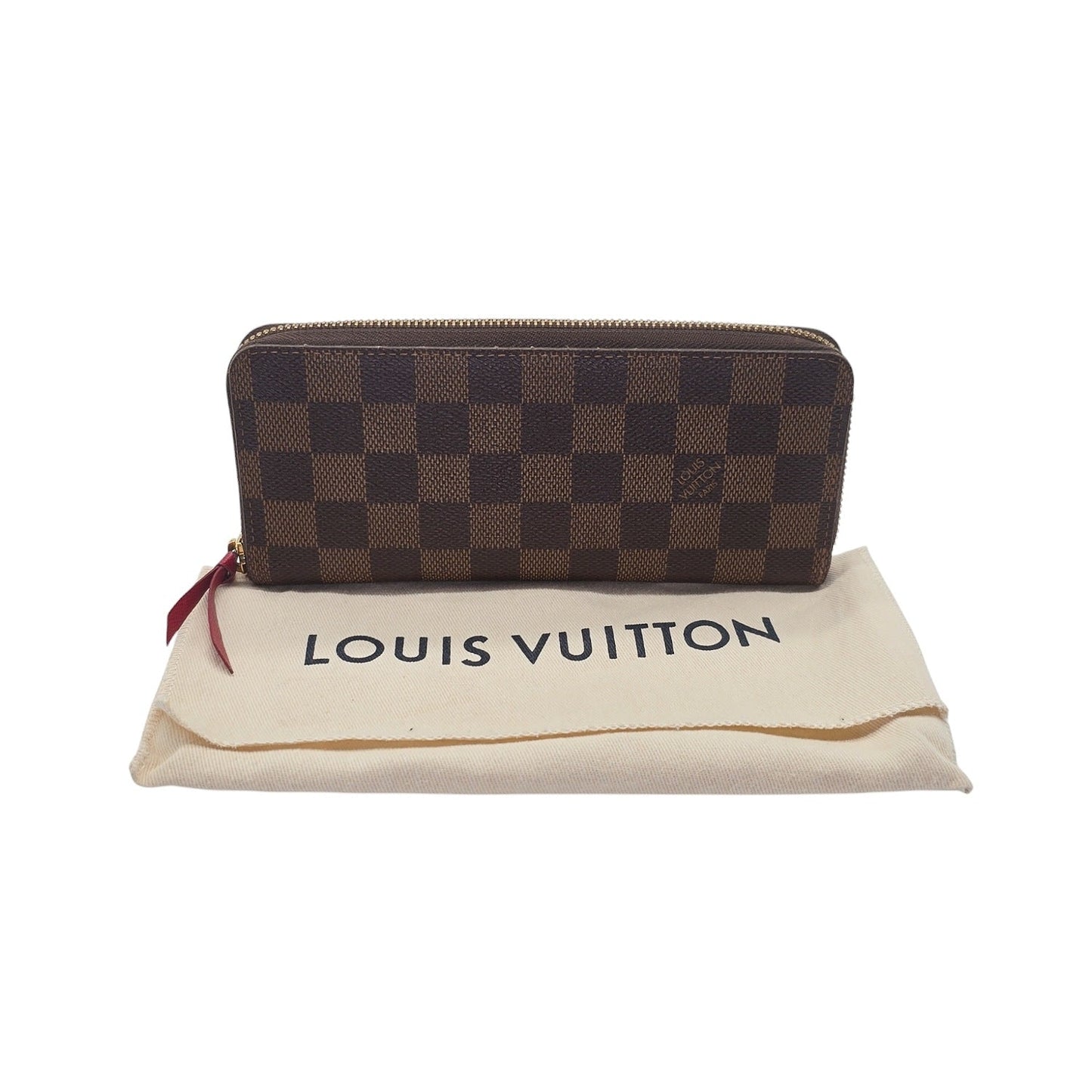 Louis Vuitton Damier Ebene Clemence Wallet Cherry