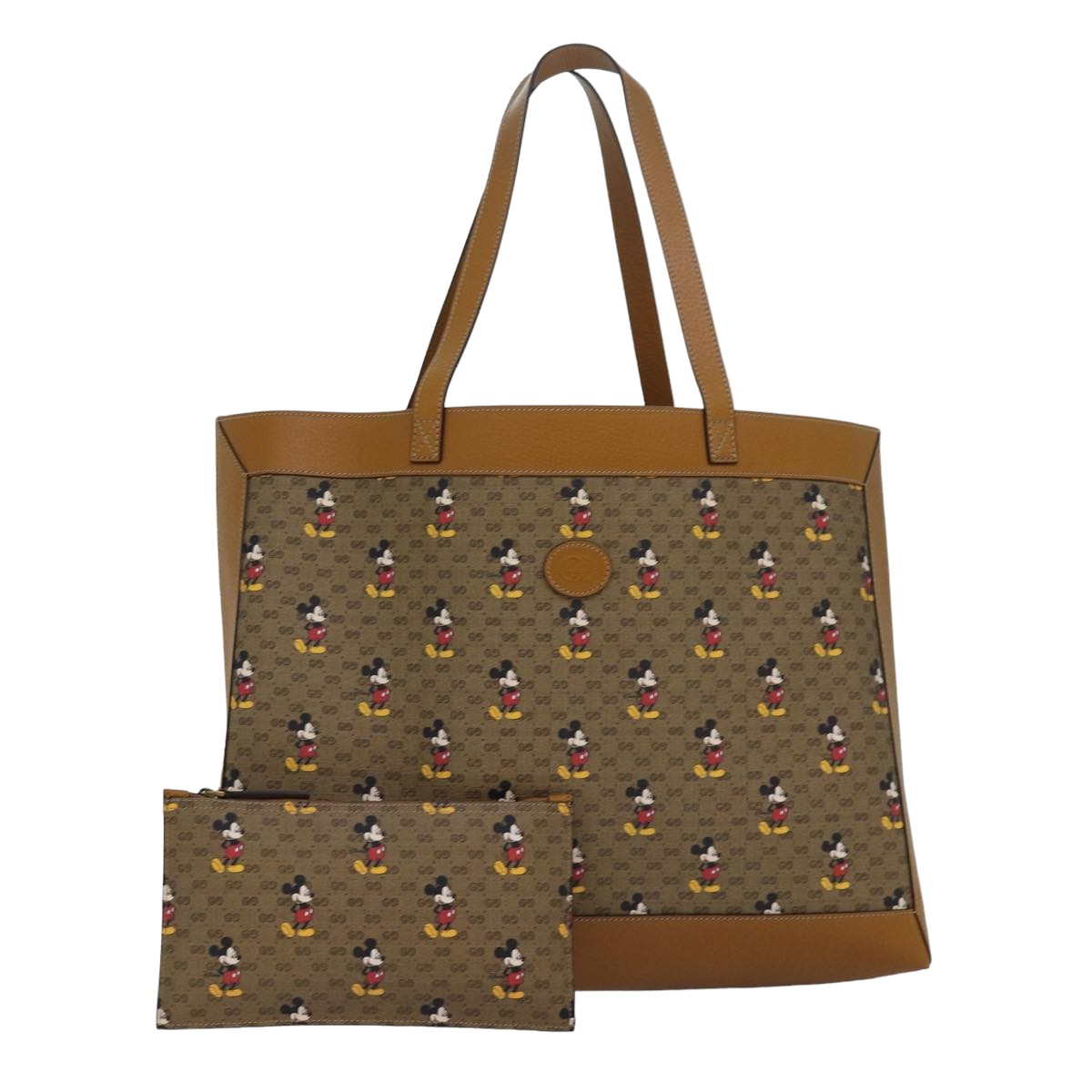 GUCCI Micro GG Disney Mickey Mouse Tote Bag PVC Leather Brown 547947 80986S