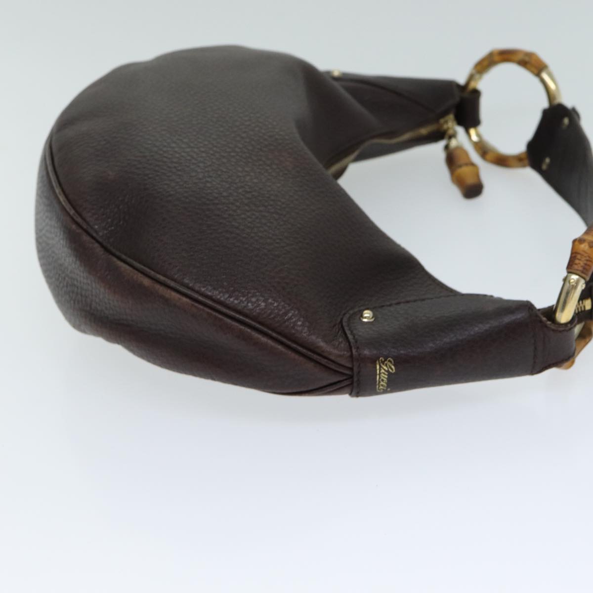 GUCCI Bamboo Shoulder Bag Leather Brown 137577 80997