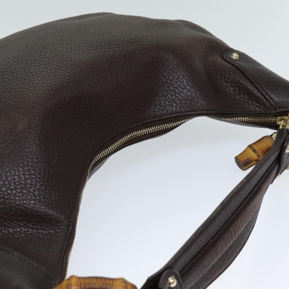 GUCCI Bamboo Shoulder Bag Leather Brown 137577 80997