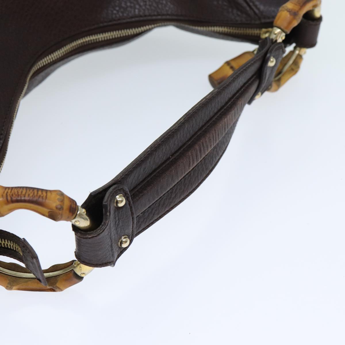 GUCCI Bamboo Shoulder Bag Leather Brown 137577 80997