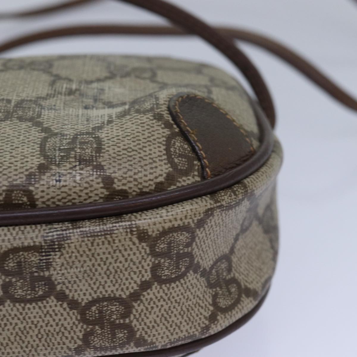GUCCI GG Supreme Web Sherry Line Shoulder Bag PVC Beige 156 02 066 81008