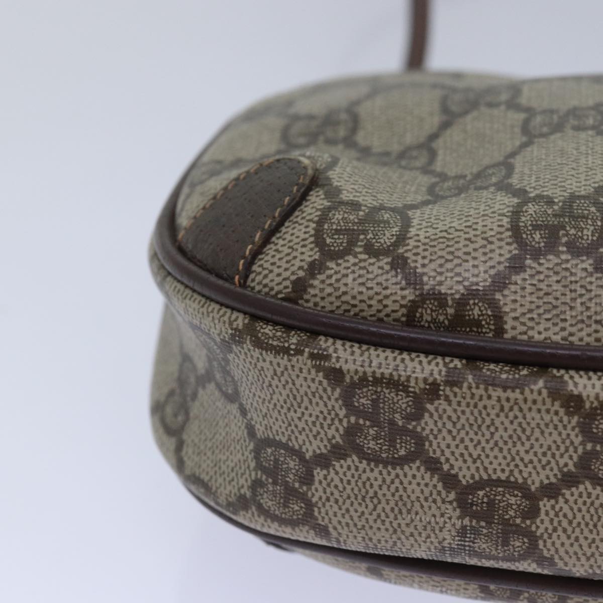 GUCCI GG Supreme Web Sherry Line Shoulder Bag PVC Beige 156 02 066 81008