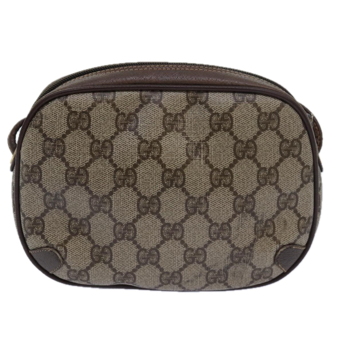 GUCCI GG Supreme Web Sherry Line Shoulder Bag PVC Beige 156 02 066 81008