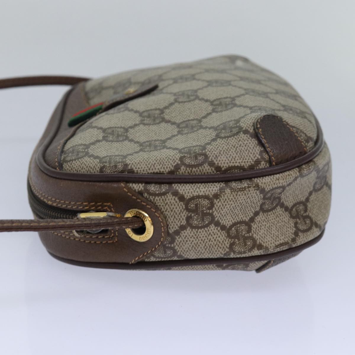 GUCCI GG Supreme Web Sherry Line Shoulder Bag PVC Beige 156 02 066 81008
