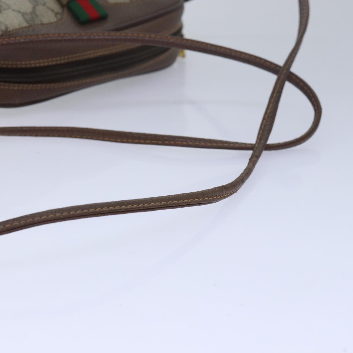 GUCCI GG Supreme Web Sherry Line Shoulder Bag PVC Beige 156 02 066 81008