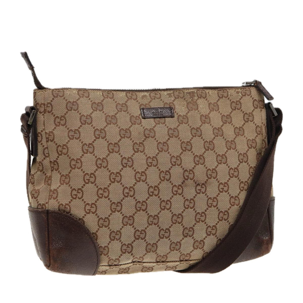 GUCCI GG Canvas Shoulder Bag Beige 114273 81012
