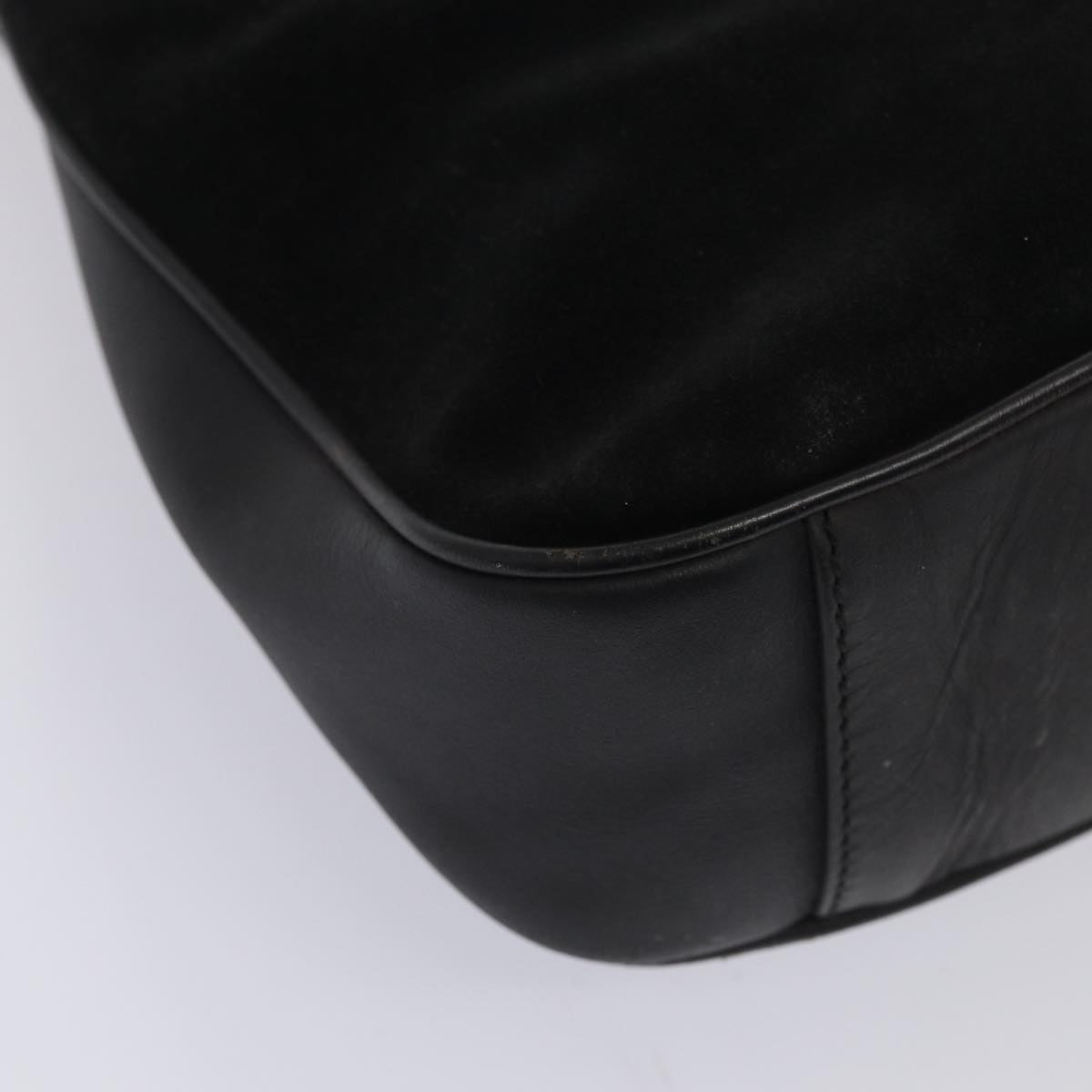 GUCCI Bamboo Hand Bag Suede 2way Black 81045