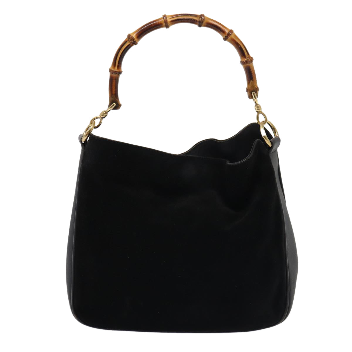 GUCCI Bamboo Hand Bag Suede 2way Black 81045