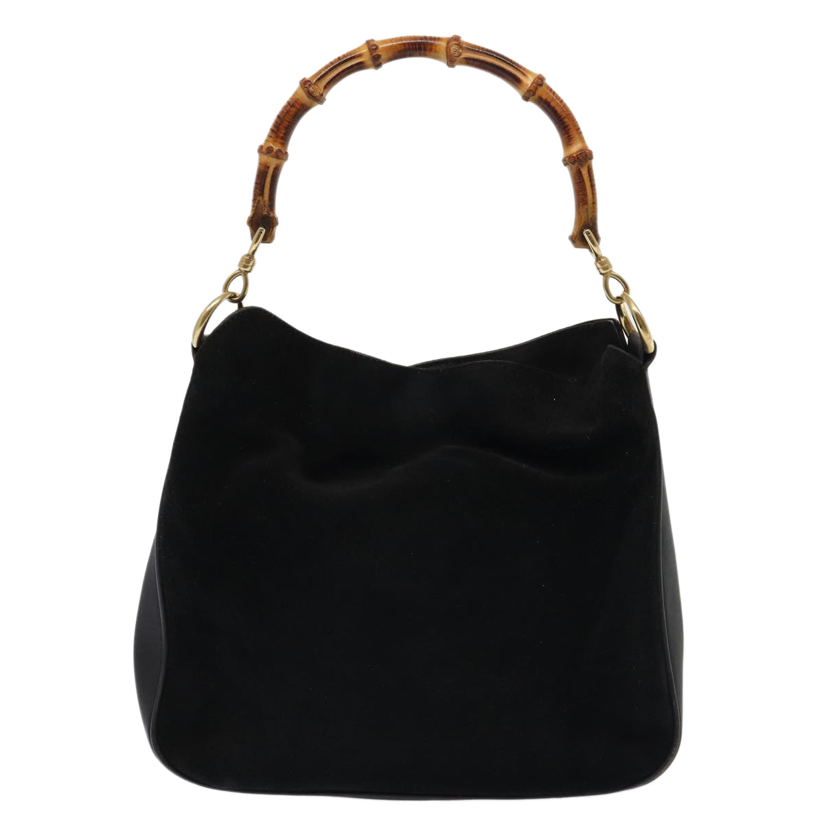 GUCCI Bamboo Hand Bag Suede 2way Black 81045