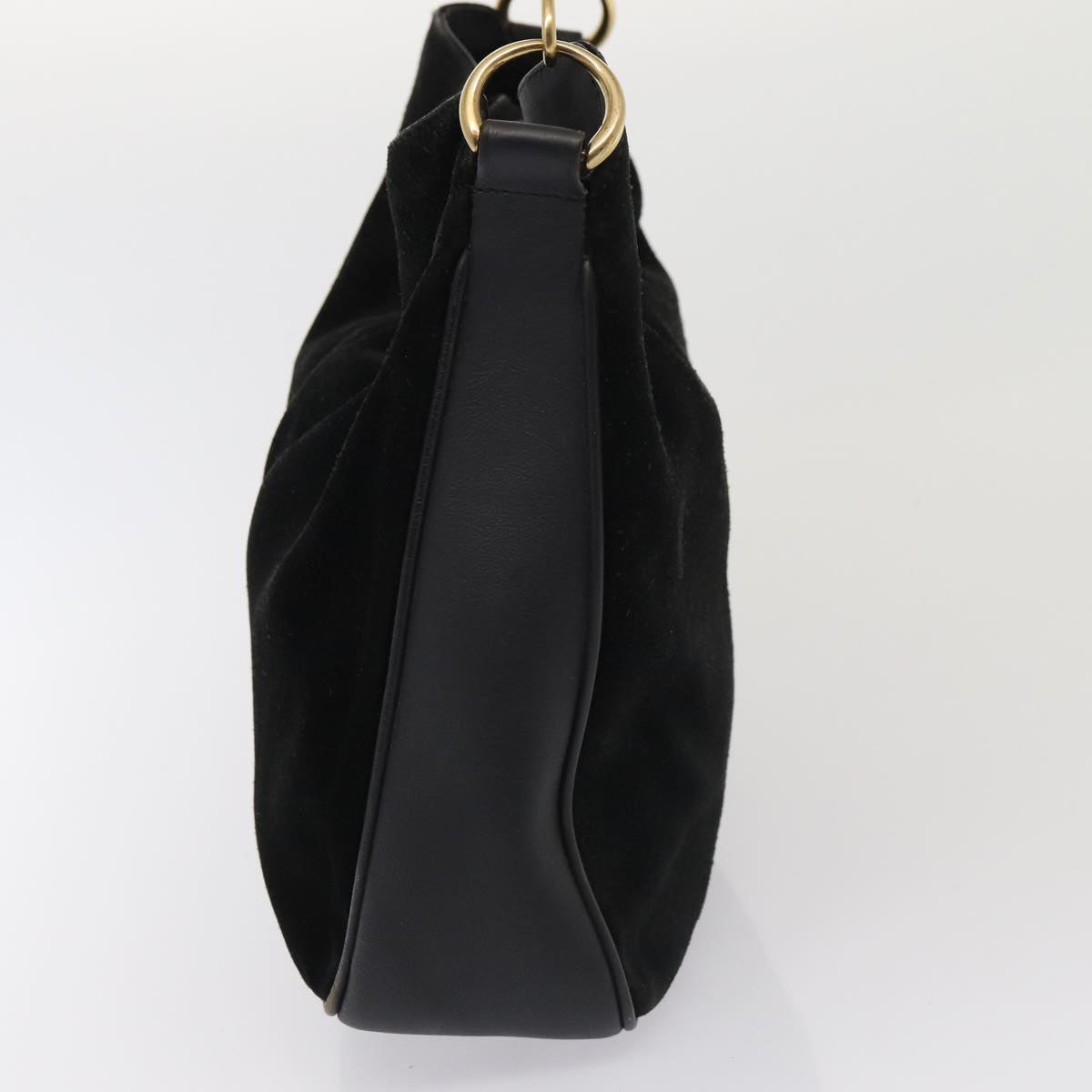 GUCCI Bamboo Hand Bag Suede 2way Black 81045
