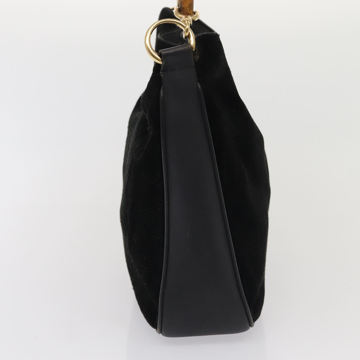 GUCCI Bamboo Hand Bag Suede 2way Black 81045