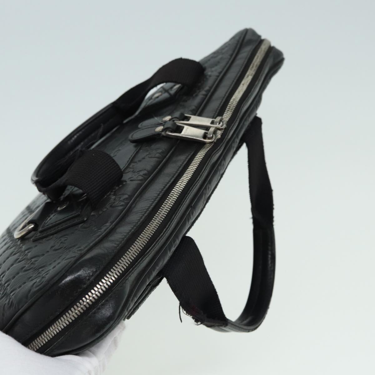 GUCCI GG Canvas Guccissima Hand Bag Black 81048