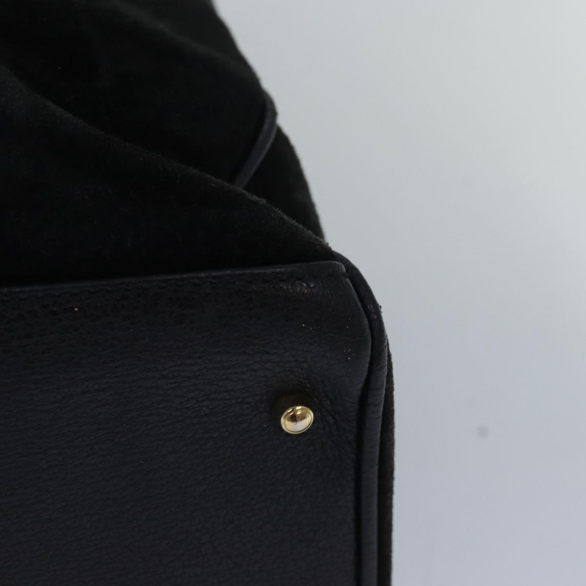 GUCCI Bamboo Tote Bag Suede Leather Black 81106