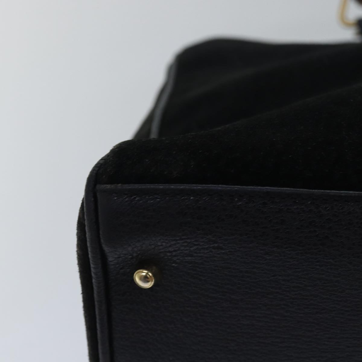 GUCCI Bamboo Tote Bag Suede Leather Black 81106