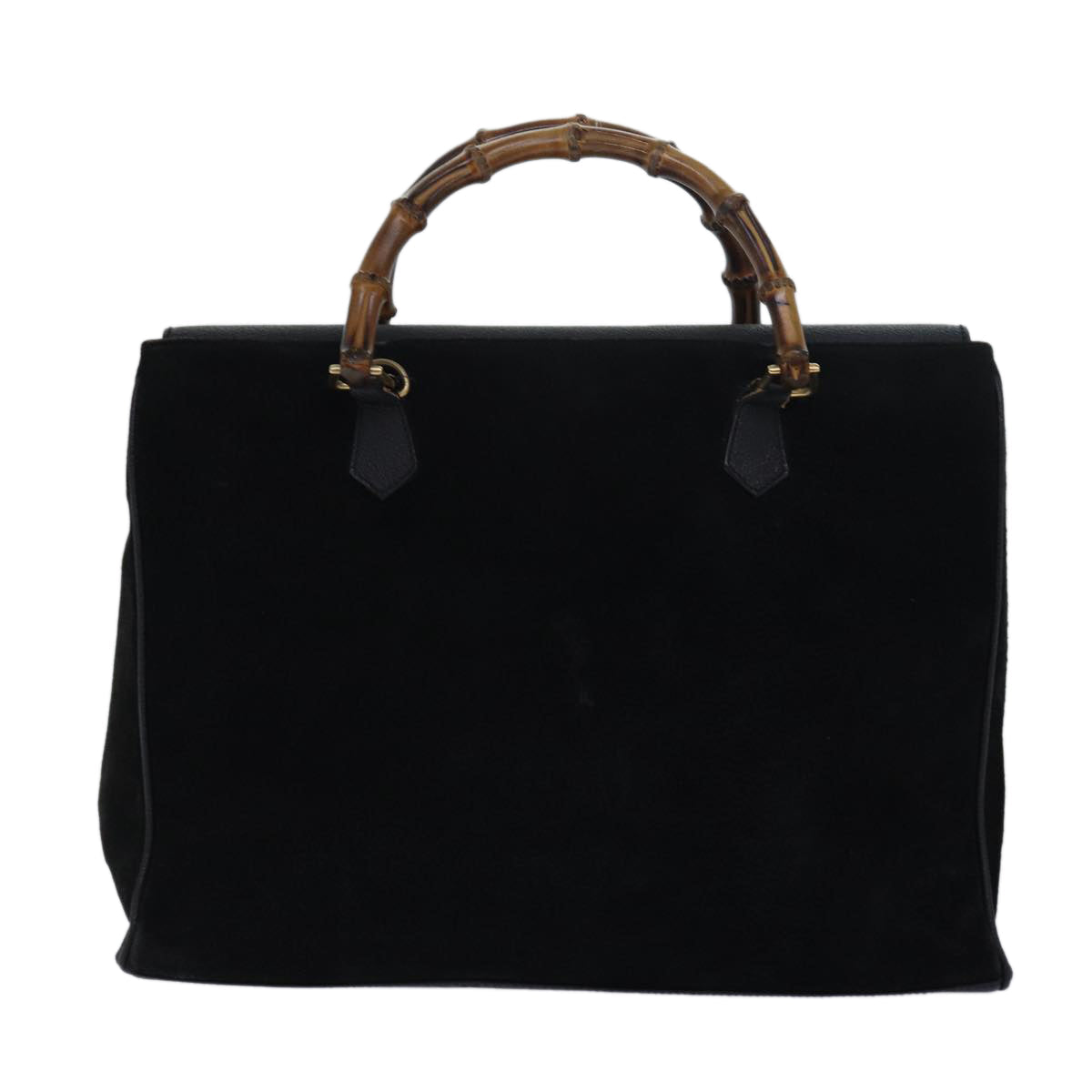 GUCCI Bamboo Tote Bag Suede Leather Black 81106
