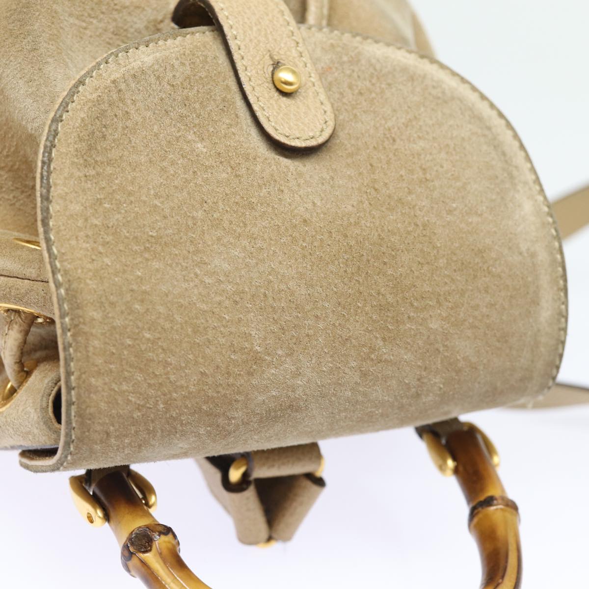 GUCCI Bamboo Backpack Suede Leather Beige 003 1705 0030 81152