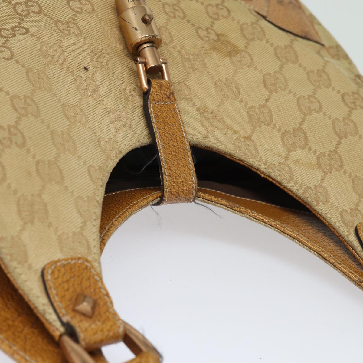 GUCCI GG Canvas Jackie Hand Bag Beige 124407 81153