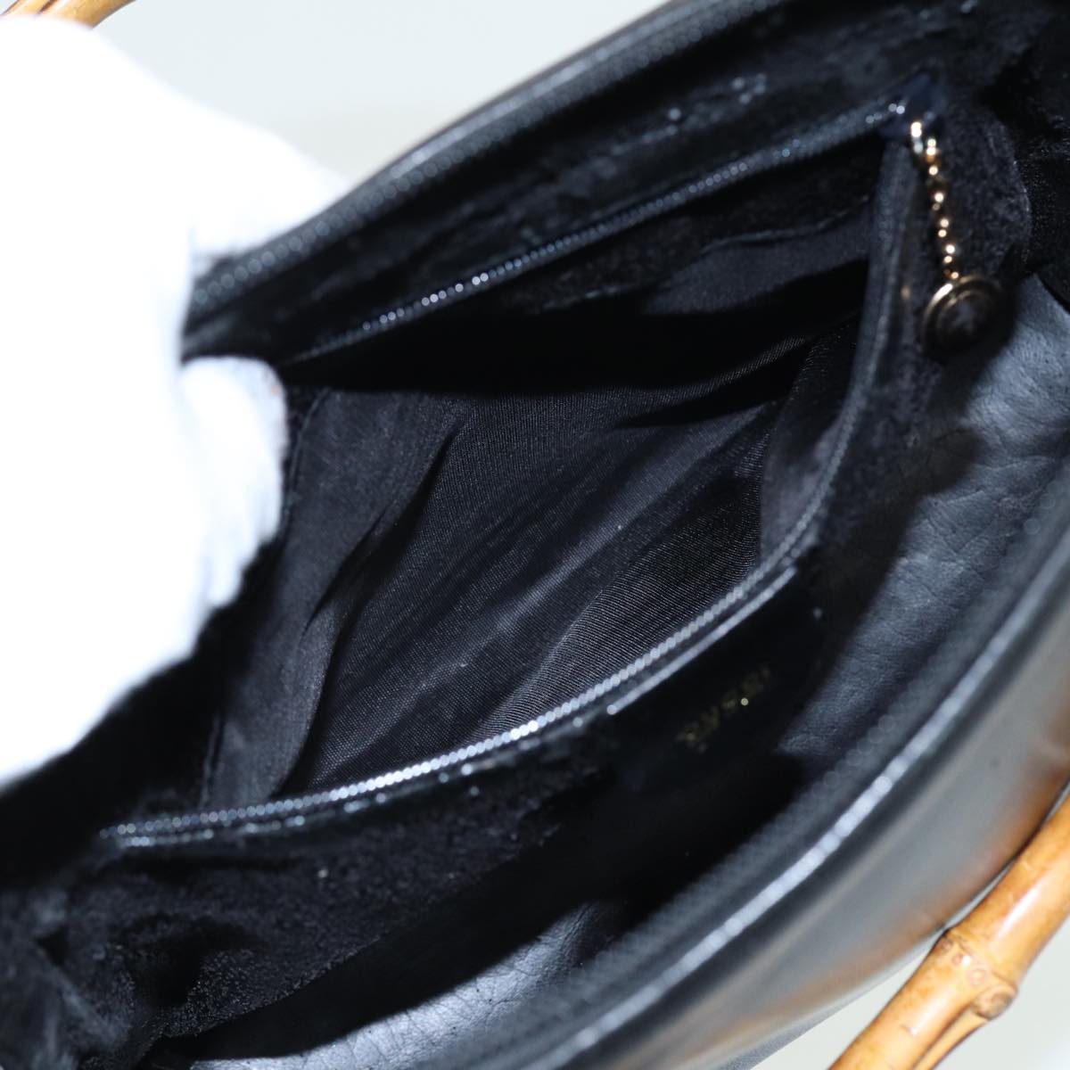GUCCI Bamboo Hand Bag Leather 2way Black 000 2865 0290 81155