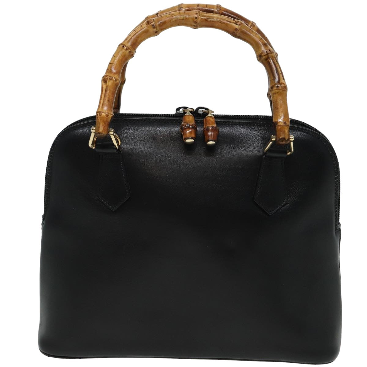 GUCCI Bamboo Hand Bag Leather 2way Black 000 2865 0290 81155
