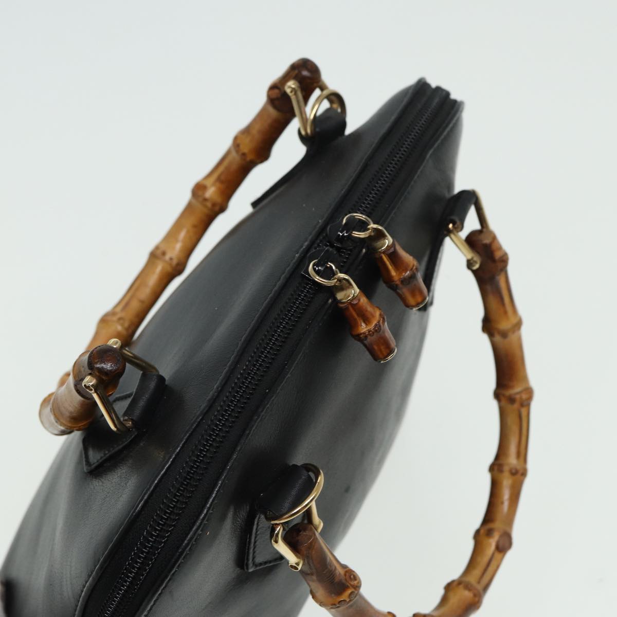 GUCCI Bamboo Hand Bag Leather 2way Black 000 2865 0290 81155