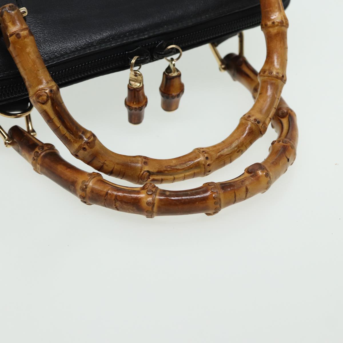 GUCCI Bamboo Hand Bag Leather 2way Black 000 2865 0290 81155