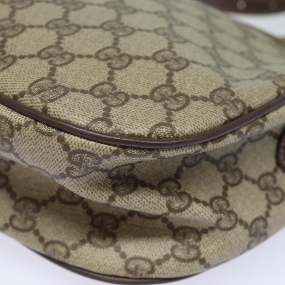 GUCCI GG Supreme Web Sherry Line Shoulder Bag PVC Beige 89 02 077 81157