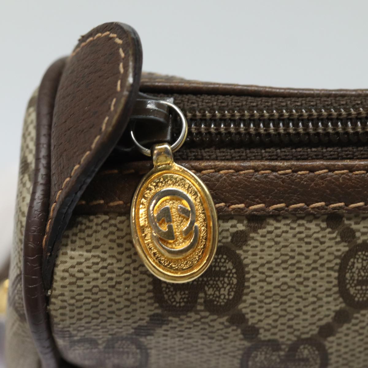 GUCCI GG Supreme Web Sherry Line Shoulder Bag PVC Beige 89 02 077 81157