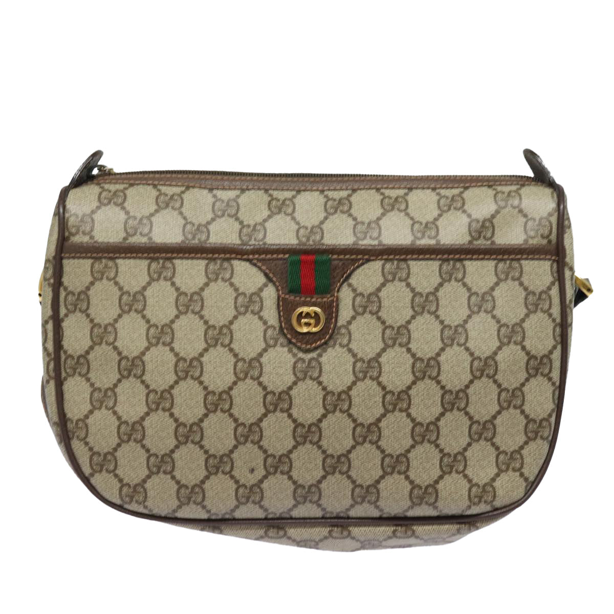 GUCCI GG Supreme Web Sherry Line Shoulder Bag PVC Beige 89 02 077 81157