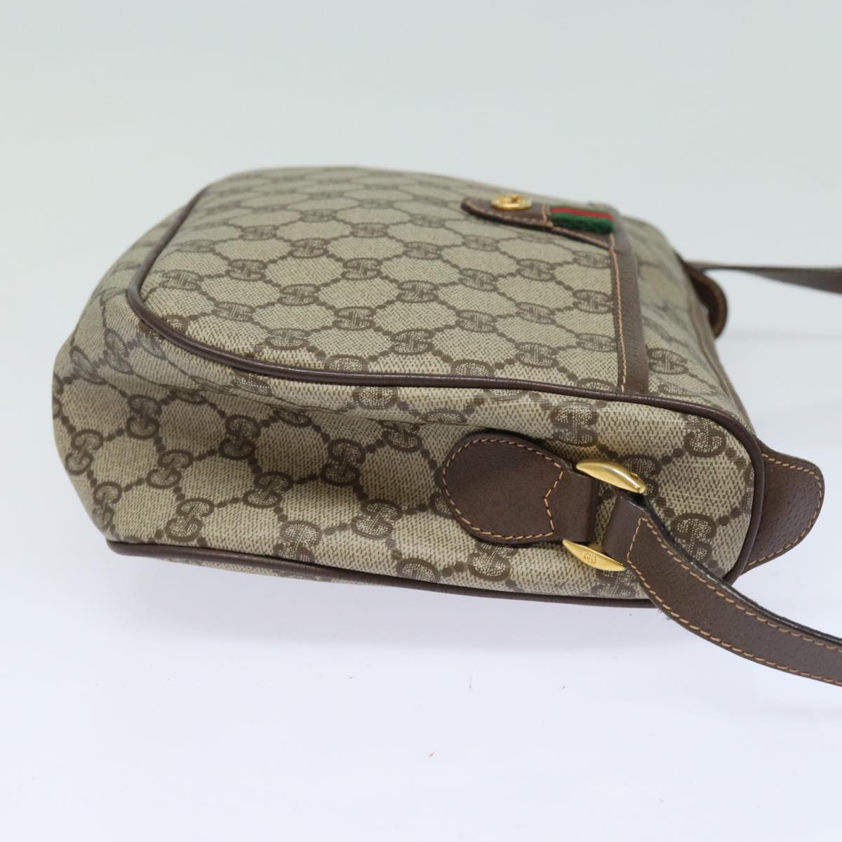 GUCCI GG Supreme Web Sherry Line Shoulder Bag PVC Beige 89 02 077 81157