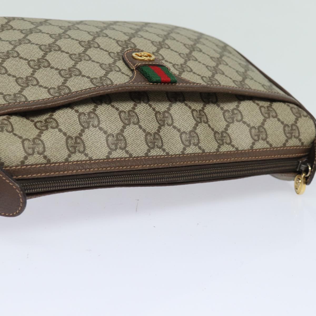 GUCCI GG Supreme Web Sherry Line Shoulder Bag PVC Beige 89 02 077 81157