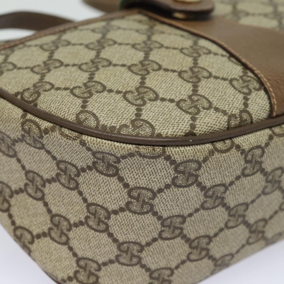 GUCCI GG Supreme Web Sherry Line Shoulder Bag PVC Beige 89 02 032 81158