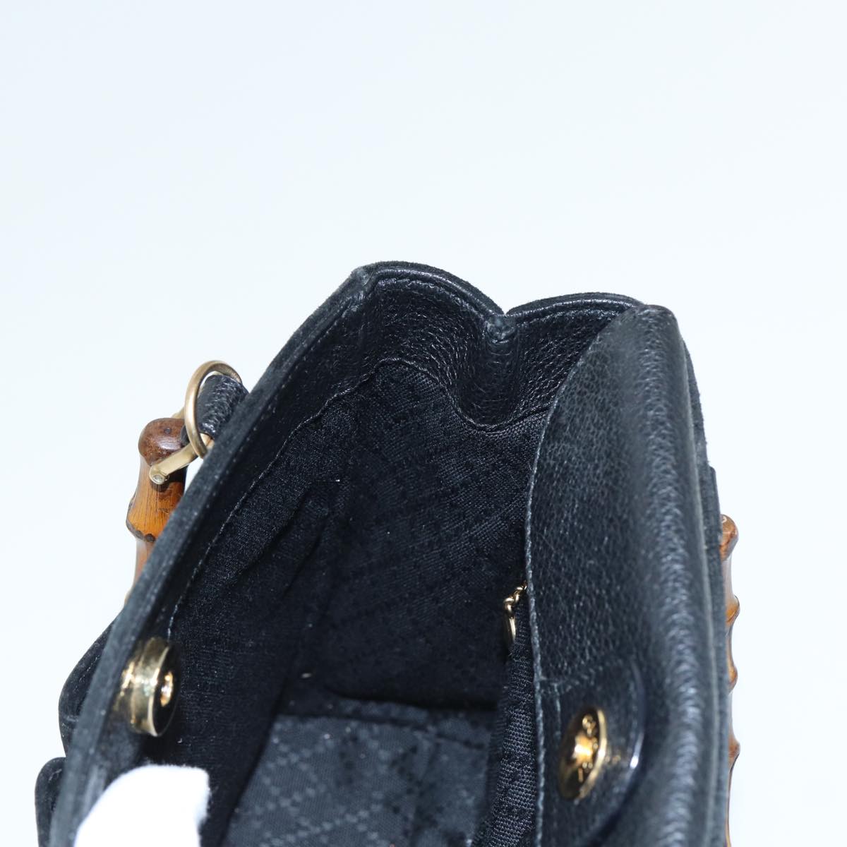 GUCCI Bamboo Hand Bag Suede 2way Black 81161