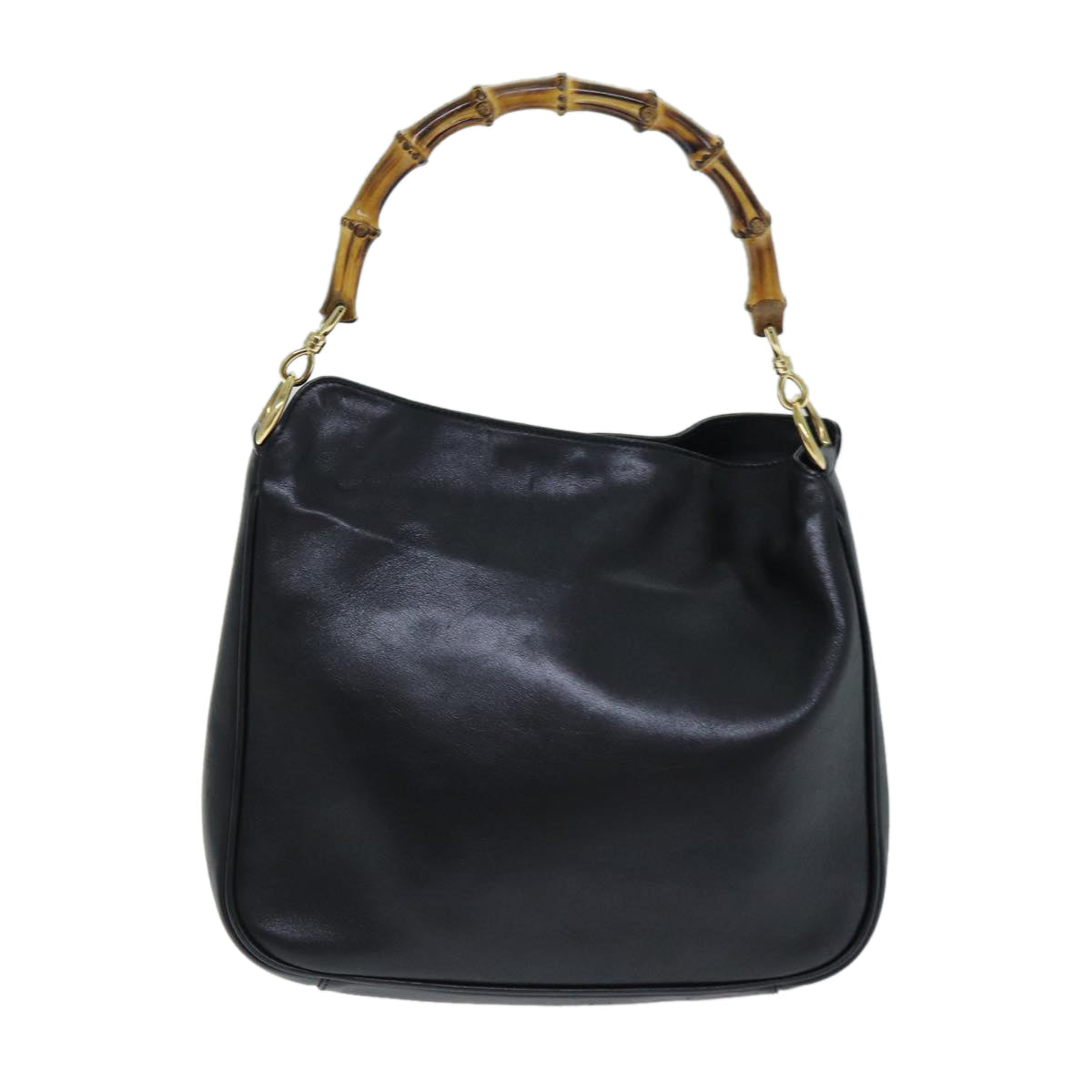 GUCCI Bamboo Hand Bag Leather 2way Black 001 2113 1638 81162