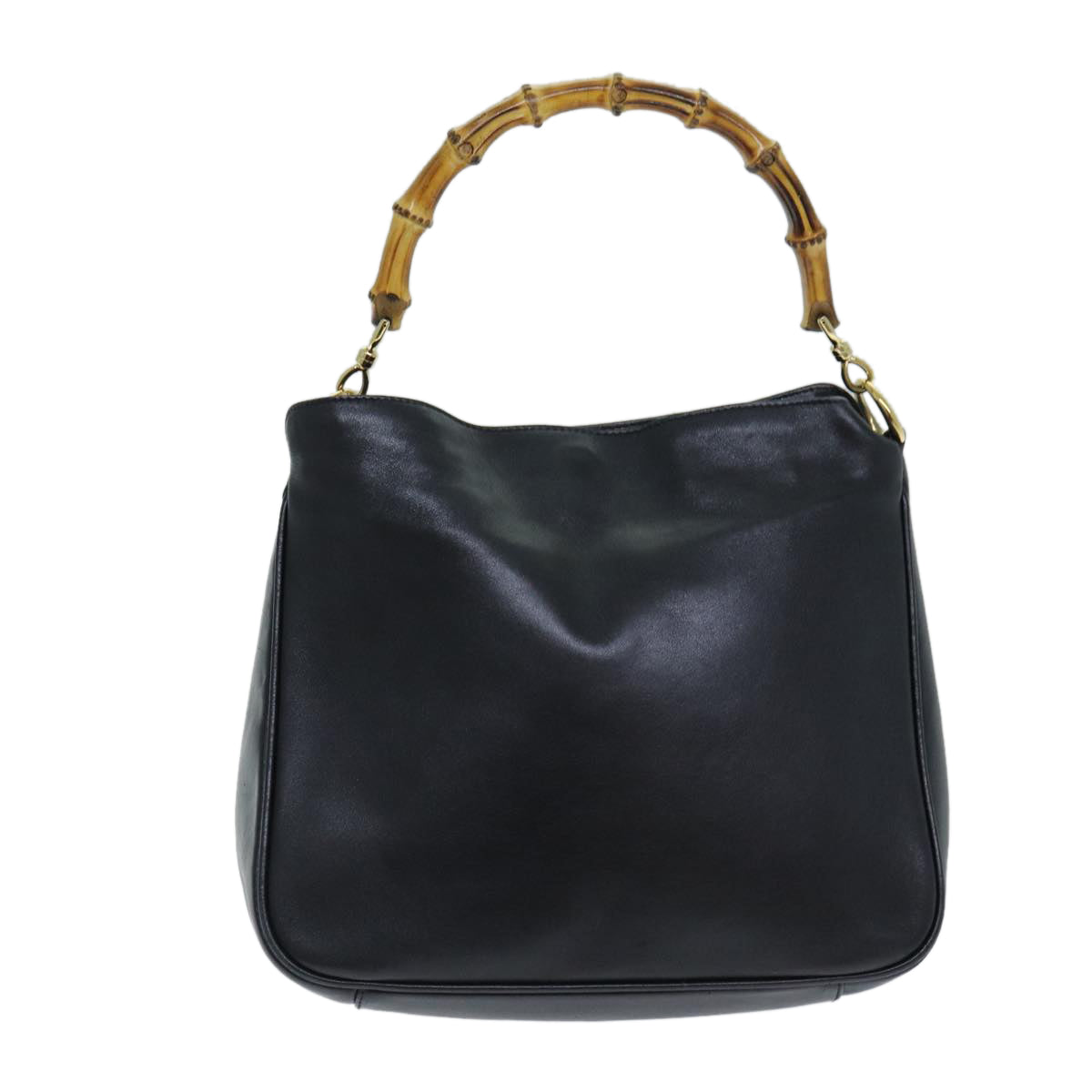 GUCCI Bamboo Hand Bag Leather 2way Black 001 2113 1638 81162