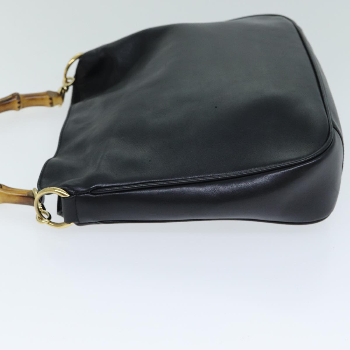 GUCCI Bamboo Hand Bag Leather 2way Black 001 2113 1638 81162