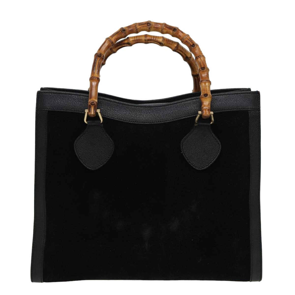 GUCCI Bamboo Hand Bag Suede Leather Black 002 2853 81197