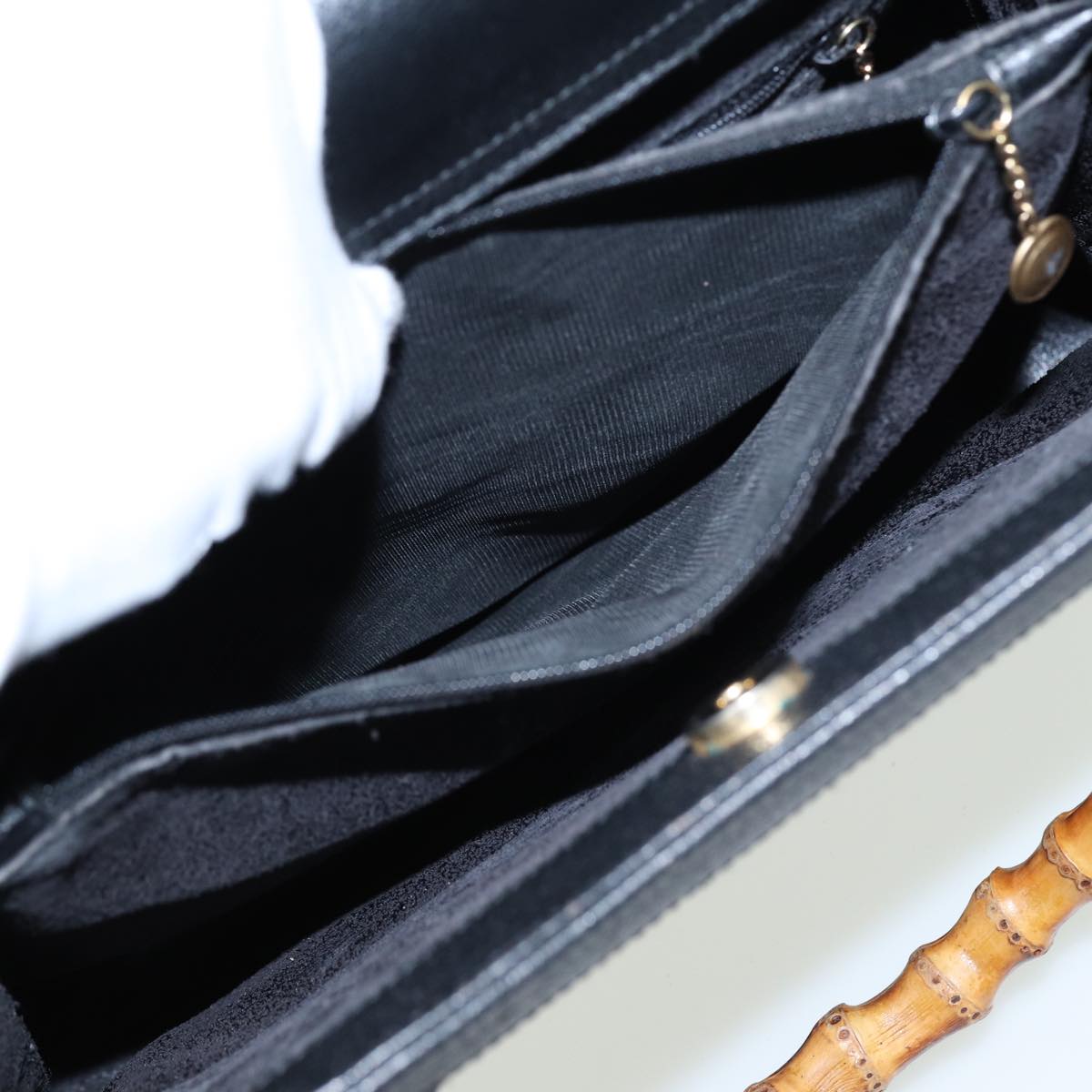 GUCCI Bamboo Hand Bag Suede Leather Black 002 2853 81197